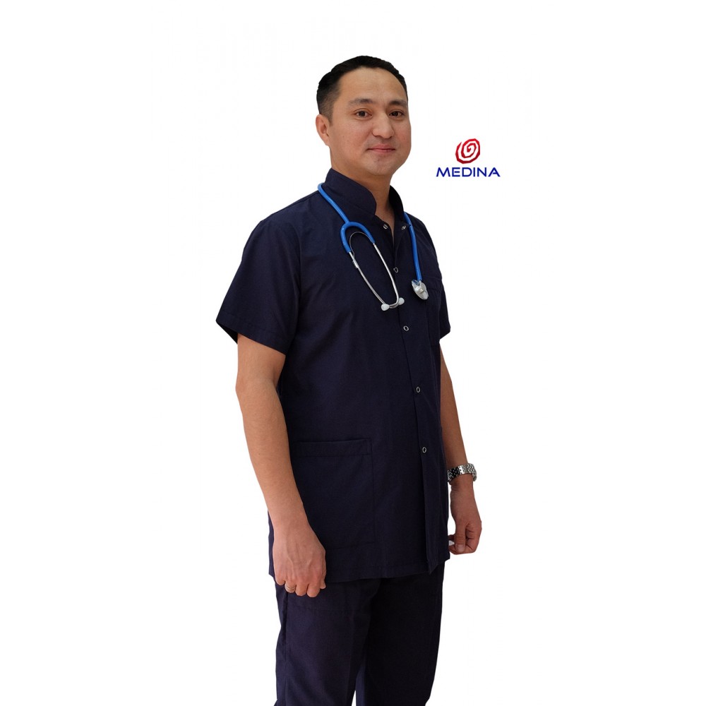 Мужской костюм темно-синий на кнопках